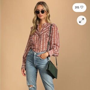 Lulu’s Evermore Rust Floral Buttondown